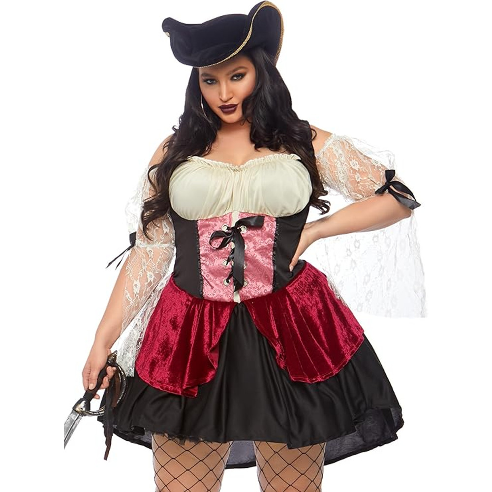 Women's Renaissance Faire Pirate Cosplay Costume Steampunk Corset Fits 1X-2X